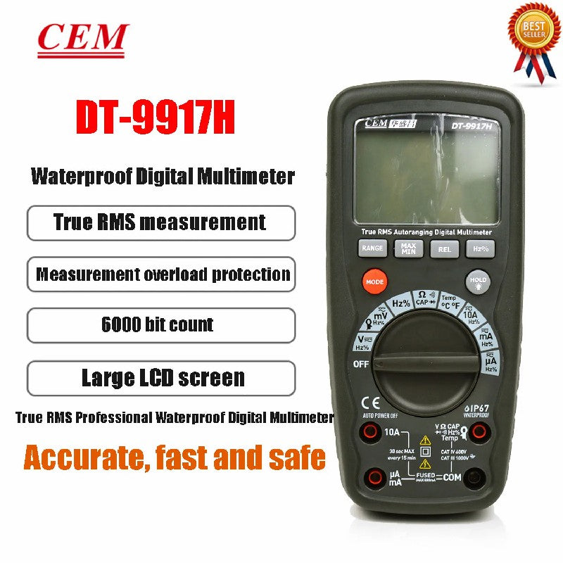 CEM DT-9915H DT-9917H Multimeter Digital High Precision Digital Display Current Voltage Test Capacitance Measurement Waterproof CEM DT-9915H DT-9917H Multimeter Digital High Precision Digital Display Current Voltage Test Capacitance Measurement Waterproof